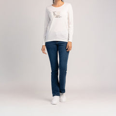 SORA - MAGLIETTA DA DONNA IN 100% COTONE A MANICHE LUNGHE