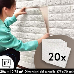BRICKWALL® – 3D CARTA DA PARETI AUTOADESIVA (77 cm x 70 cm)