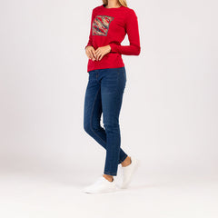 LUMA  - MAGLIETTA DA DONNA IN 100% COTONE A MANICHE LUNGHE