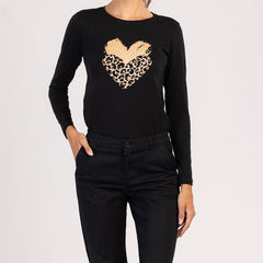 LUMA  - MAGLIETTA DA DONNA IN 100% COTONE A MANICHE LUNGHE