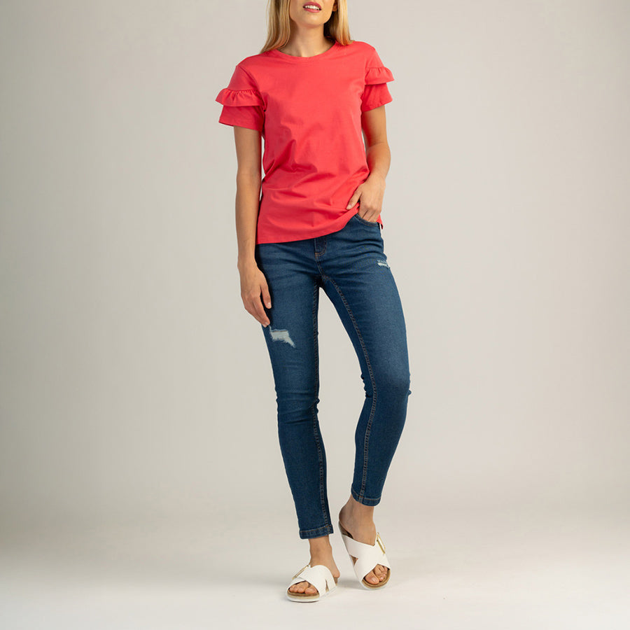 T-SHIRT DA DONNA IN COTONE A MANICHE CORTE - LUNESSA