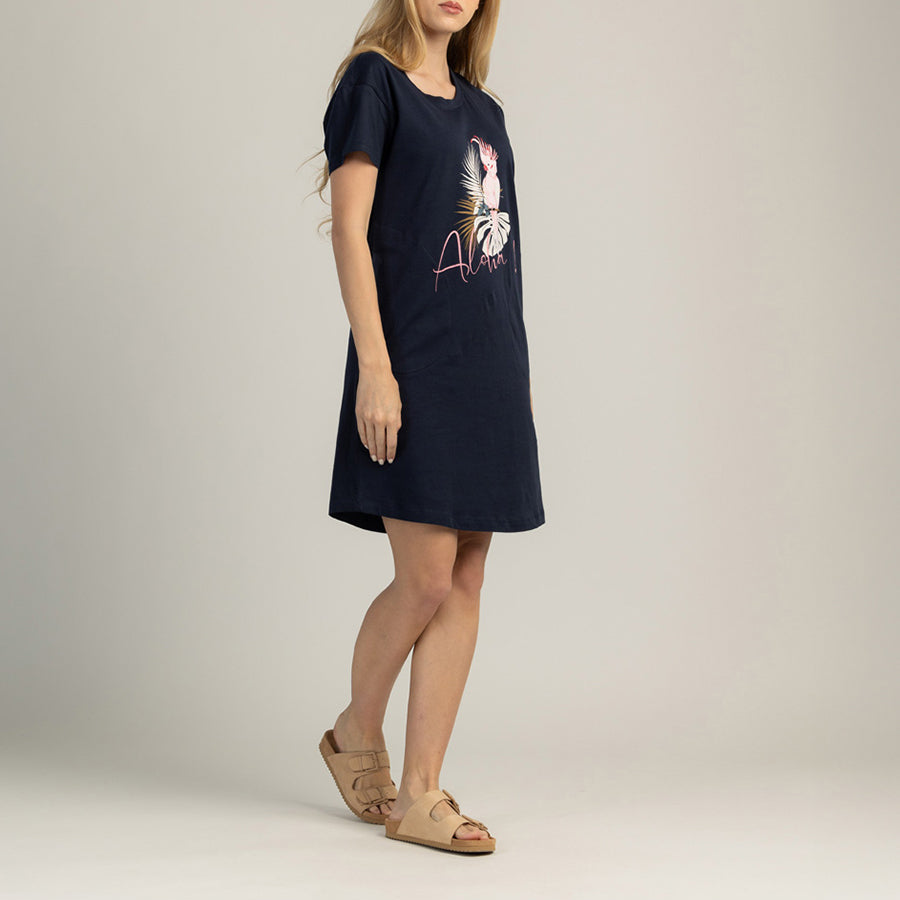 ABITO DONNA CON MANICHE CORTE, 100% COTONE - TROPICA