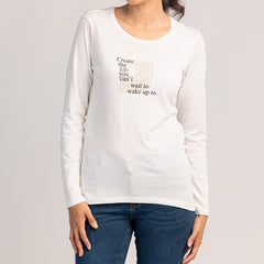 SORA  - MAGLIETTA DA DONNA IN 100% COTONE A MANICHE LUNGHE